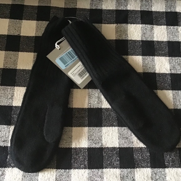 NWT EVERLANE Women The Cashmere Mittens Gloves Black - Picture 3 of 8